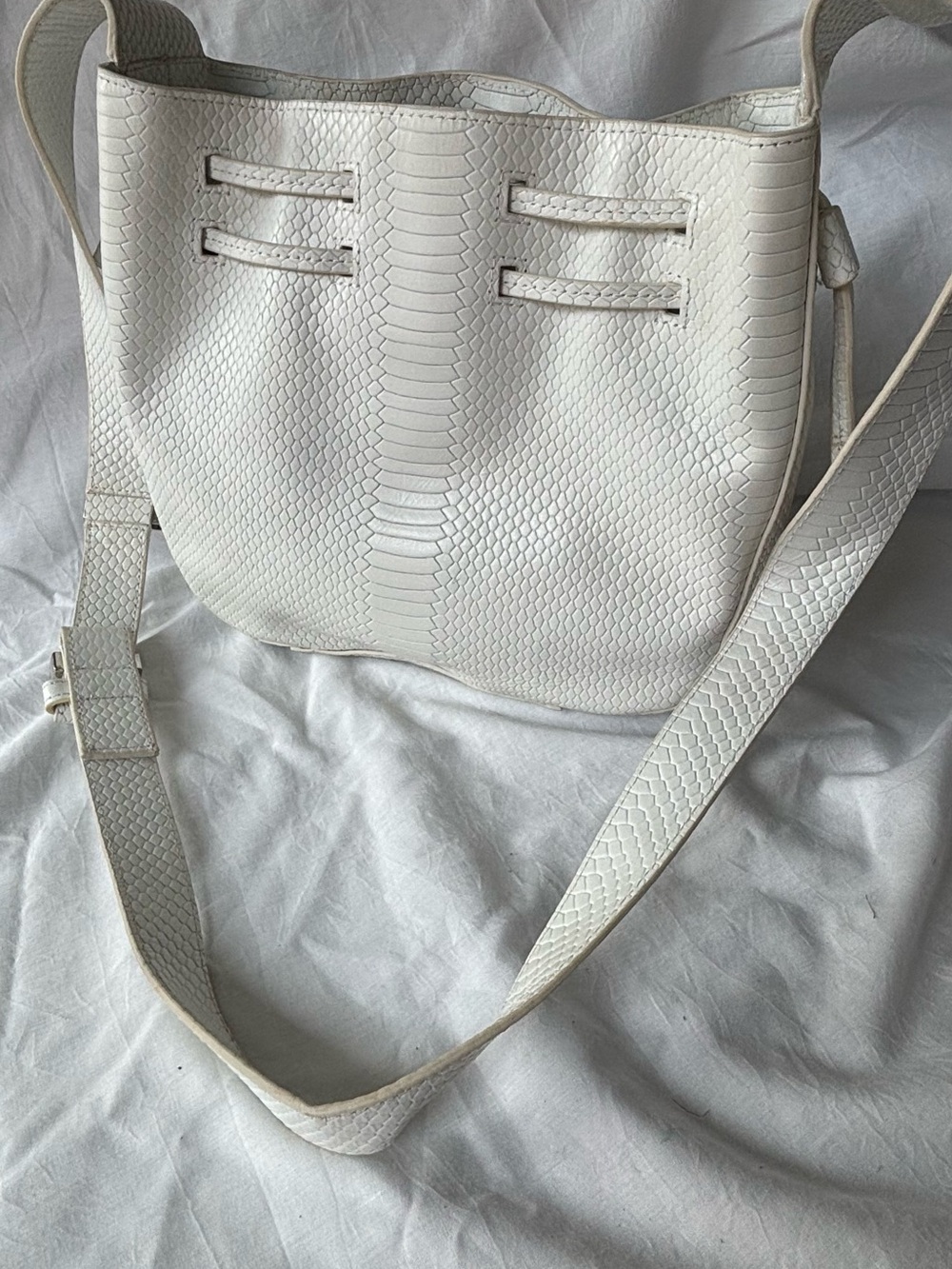 Halston Heritage White Textured Shoulder Bag